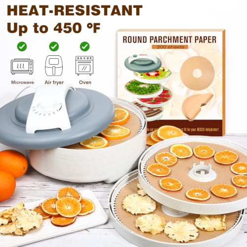 Kamehame 200pcs Dehydrator Sheets Round Parchment Paper with Hole - size: 200pcs