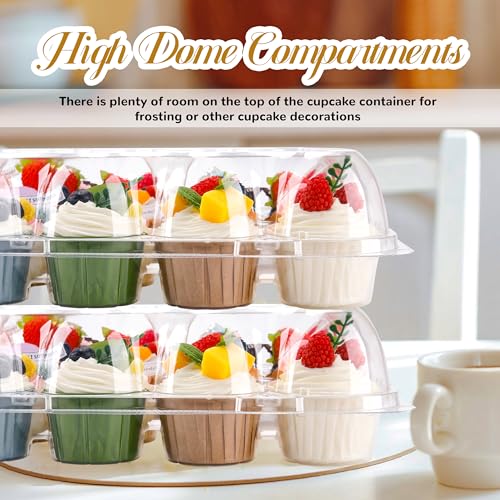 NPLUX 24 Count Cupcake Containers 10 Pack Plastic Cupcake Boxes and Holders