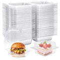 200 Pack Clear Plastic Take out Containers,Disposable Fancy Hinged Top Square Clamshell Food Boxes,Cake Slice Clamshell Container Tray with Clear Lids for Pastry,Salad,Dessert,5.4x4.8x2.8 Inch - color: Clear 200PCS