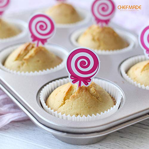 CHEFMADE Muffin Cake Pan, 6-Cavity Non-Stick Cupcake Pan Bakeware for Oven Baking (Champagne Gold) - size: Muffin 6 Cups