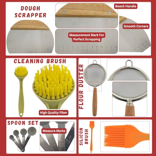 Sourdough Starter Kit with Bread Proofing Baskets, Jars, Baking Essentials