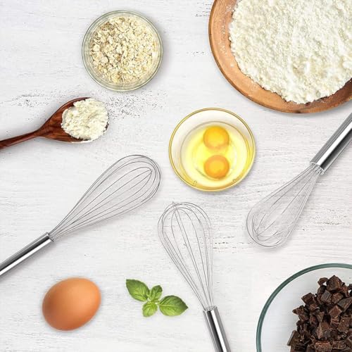 Stainless Steel Whisk Set, 3 Packs Balloon Whisk for Cooking, Whisking, Blending (8",10",12")