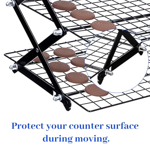 Sibba 4 Tier Collapsibl Cooling Rack, Adjustable 4 Setting Design Stainless Steel Baking Rack Stackable Roasting Cooking Drying Wire Cooling Racks for Cookies Baking Gifts for Women, Black