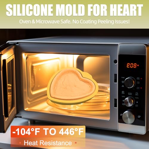 QELEG 4Pcs Heart Shaped Cake Pans,6 inch Silicone Pancake Mold,layer Cake Pan Sets for Jumbo Whoopie Pie, Vegetable Pancakes, Taco Shells, Pizza Crust, Omelet, and Resin Craft(Heart) - color: Heart