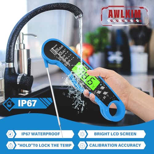 AWLKIM Meat Thermometer Digital, Instant Read Food Thermometer, Blue - color: 1 Pack Blue