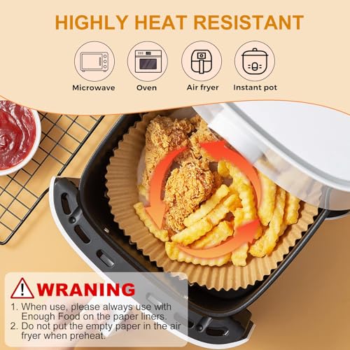 Vailnd 100Pcs 6.5 Inch Round Air Fryer Liners Disposable for 3-5QT - size: 6.5"Round