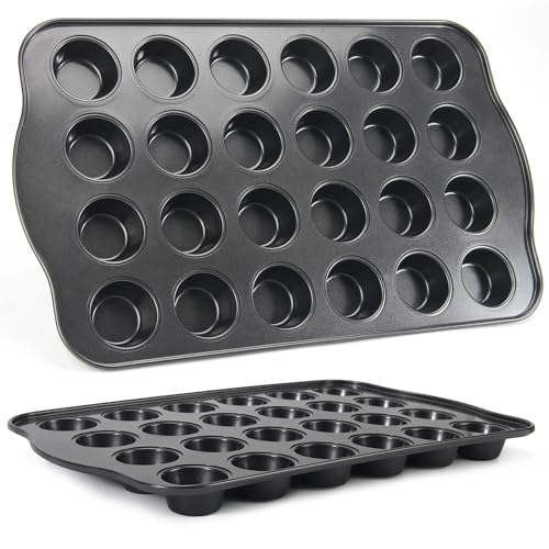 Cupcake Pan Nonstick 2 Pack (Grey, Mini 24 cup) - color: Gray, size: Mini