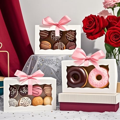 20pcs 7x4.33x1.5 Inch White Cookies Boxes with Window Bakery Boxes - color: White