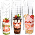 Eupako 120 Pack 3 oz Plastic Dessert Shooter Cups Assorted Shape - 40 Slanted 40 Round 40 Square Mini Clear Appetizer Cup, Small Dessert Cup for Jello Shots, Parfait, Puddings, Mousse - style: Round & Square & Slanted - 3 oz - 120 Set
