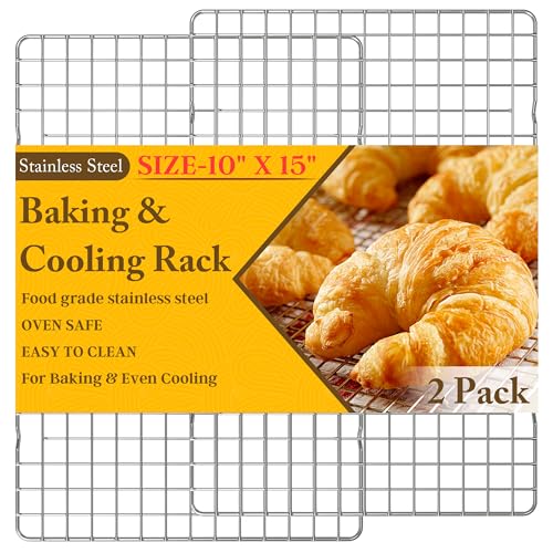 2 PCS Cooling Racks for Cooking and Baking, 10" x 15", Silver - color: Silver, size: 10‘’x15‘’-2PC