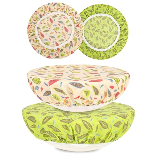 2Pcs 10inch Reusable Beeswax Elastic Bowl Covers for Bread Proofing - style: leaves