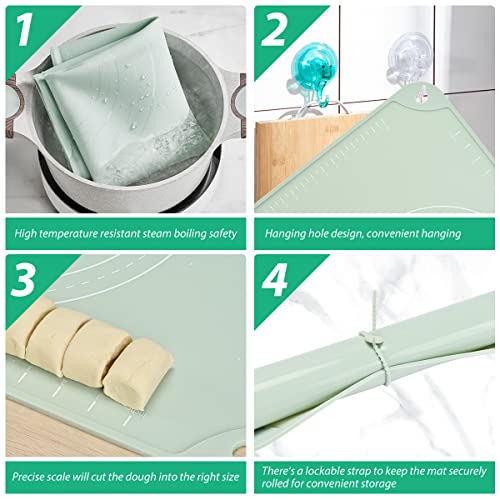 Silicone Pastry Non Stick Baking Mat 28"*20" Dough Rolling Edge Heightening - color: Green, size: 28"L x 20"W