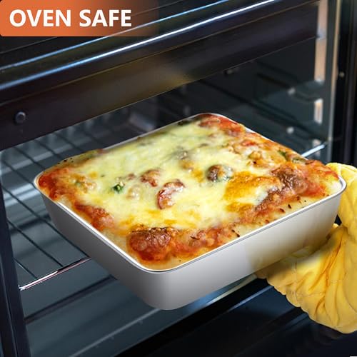 LIANYU 2 Pack 8 x 8 Inch Square Cake Pan, Stainless Steel Baking Oven Pan - size: 8'' x 8''