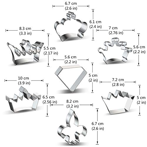 Comais Royal Princess Crown Shaped Cookie Cutters Set Stainless Steel 7Pcs