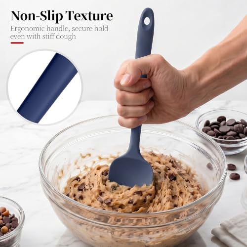 600ºF Heat Resistant Cooking Silicone Spoon Spatula, Midnight Blue - color: Midnight Blue, size: 11.34in - Spoon Spatula