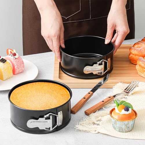 4 Pcs 6 Inch Nonstick Springform Cheesecake Pan with Removable Bottom Black - color: Black, size: 6 Inch