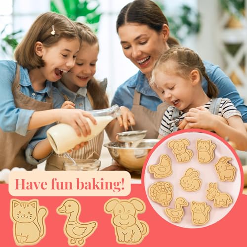 8 Pcs Farm Animal Cookie Cutter Stamp Set for Baking - color: New Farm Animal
