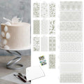 Cake Stencils - Cookie Stencils for Royal Icing, Templates for Buttercream Decorating, Baking Stencil, Mesh Reusable Spray Fondant Cookies, Paiting (18xDesigns with Scraper and 50xPins)