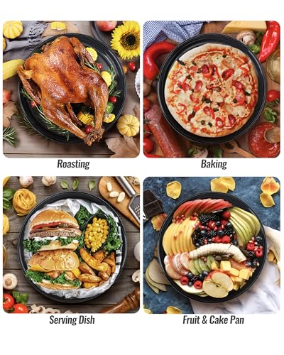 Round Roasting Pan Set, Enamel 10 Inch Deep Dish Pizza Pan for Oven - color: Navy Blue - 10 Inch
