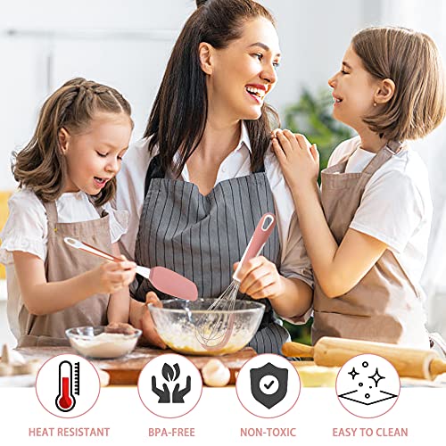 Silicone Spatula Set, 5 Pcs Heat Resistant, Soft & Strong, Nonstick Cookware, Dishwasher Safe (Pink) - color: Pink