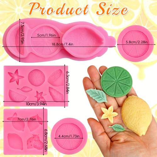 5Pcs Lemon Fondant Mold, Summer Fruit Lemon Silicone Mold for Chocolate - color: 5Pcs Lemon Mold, Pink