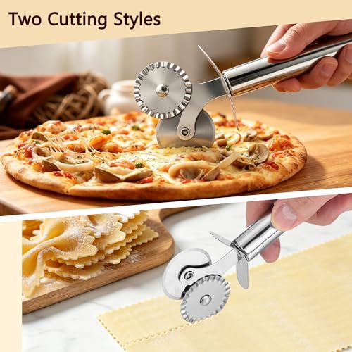 Stainless Steel Pastry Lattice Roller Cutter Pastry Cutter Double Wheel Kit