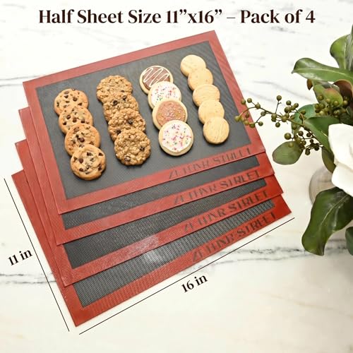 Perforated Silicone Baking Mats - Eclair Mat, Half Sheet 11x16in, Pack of 4 - size: Half Sheet - 11"x16" (Pack of 4)