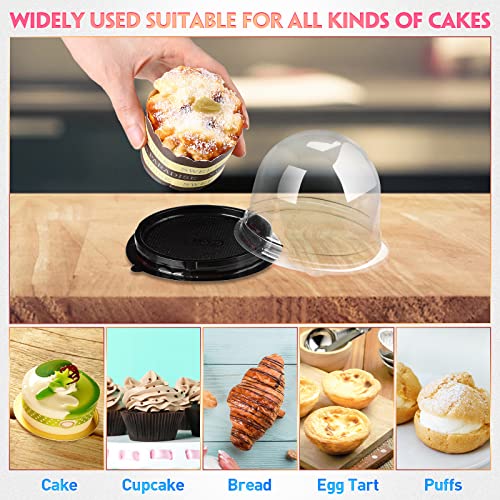 Honeydak 50 Pcs Clear Individual Cupcake Boxes Container Cupcake Holder