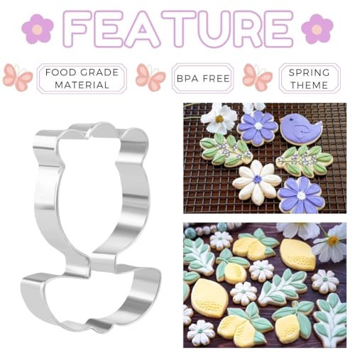6 Pieces Spring Cookie Cutter Set for Baking - Stainless Steel - style: Spring