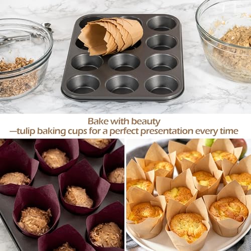 Ruisita 150 Pcs Mini Cupcake Liners Muffin Liners Baking Cups - color: Natural, Brown