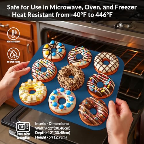 Large Silicone Donut Pan for Baking,9 Cavity Non-Stick Food Molds - color: Navy Blue