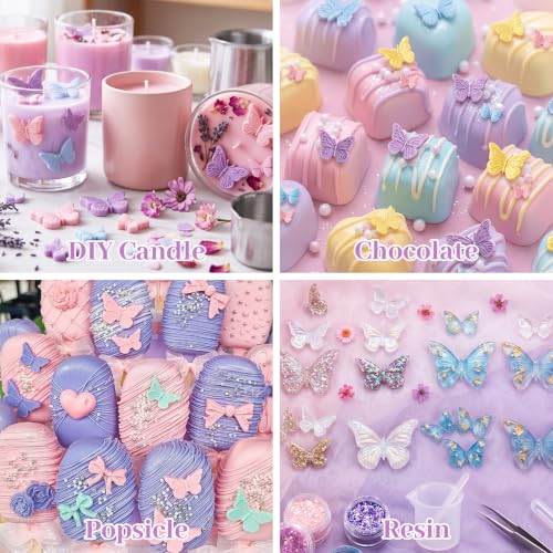Mini Butterfly Silicone Molds 4Pcs Butterfly Chocolate Molds - color: Butterfly