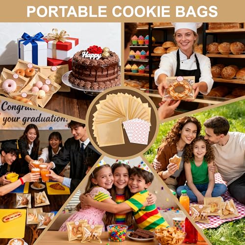 120 Pack Cookie Bags with Seal and Stickers
