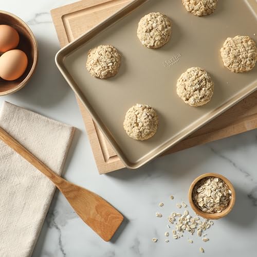 Martha Stewart Gallen 13 x 9 Inch Nonstick Carbon Steel Cookie Sheet - Champagne Durable Baking Pan for Cookies, Brownies & Roasting - color: Champagne, size: 13" Cookie Sheet