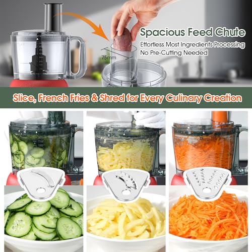 Food Processor and Blender Combo, 88 oz Food Chopper - color: Red