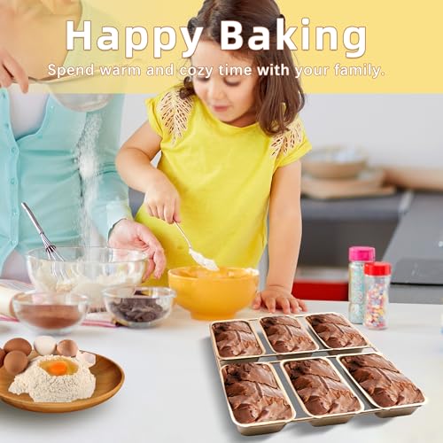 6-Cavity Mini Loaf Pan-Gold - size: 6 Cavity Gold