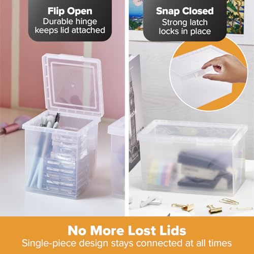 Bostitch Konnect Storage Containers with Lids, Clear Plastic Box, Stackable for Crafts, Home, and Office Organization, Labels, 3-Piece (1 4 Qt Box, 2 1.5 Qt boxes) - size: 4 Qt 1 Pack, 1.5 Qt 2 Pack
