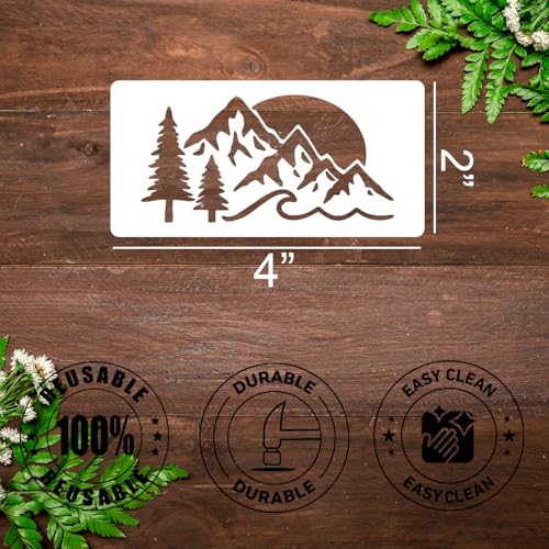 Mountain Stencils Wood Burning Stencils 4"x2" - style: Mountain Tree 4"/50p
