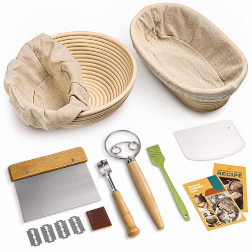Rorecay Sourdough Starter Kit with Banneton Bread Proofing Baskets