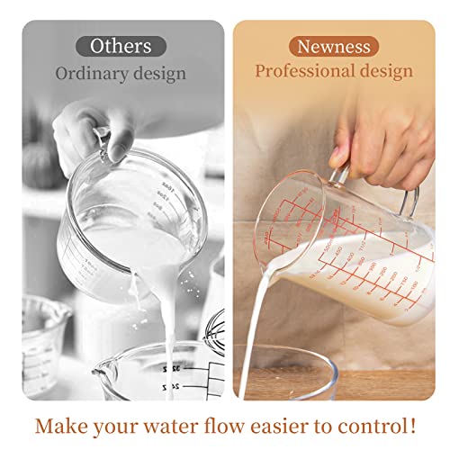 Newness Glass Measuring Cup, Double-Sided Scale, 500 ML (16 Oz, 2 Cup) - color: Red Measuring Scale, size: 500 ML (2 Cup)