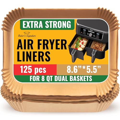 Rectangular Air Fryer Liners Disposable, 125 Pcs Parchment for Dual Baskets - color: 8.6"x5.5" Rectangle