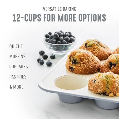 GreenLife 12 Cup Ceramic Nonstick Muffin Pan, Gray - color: Gray, size: 12 Cup Muffin Pan