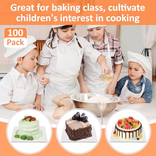 Lallisa 100 Pcs 6 Inches Square Cake Boards, Disposable Cake Base, White - color: White