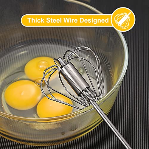 Egg Beater, Hand Easy Whisk Stainless Steel Hand Push Egg Beater Manual Mixer Blender for Home Kitchen Tool Whisking, Beating & Stirring (12 Inch) - size: 304-12 inch