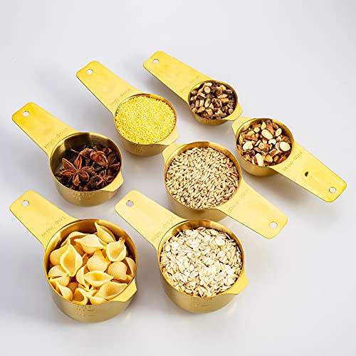 7-Piece 18/8 Stainless Steel Measuring Cups Set, Gold - color: Gold, size: 7 Piece