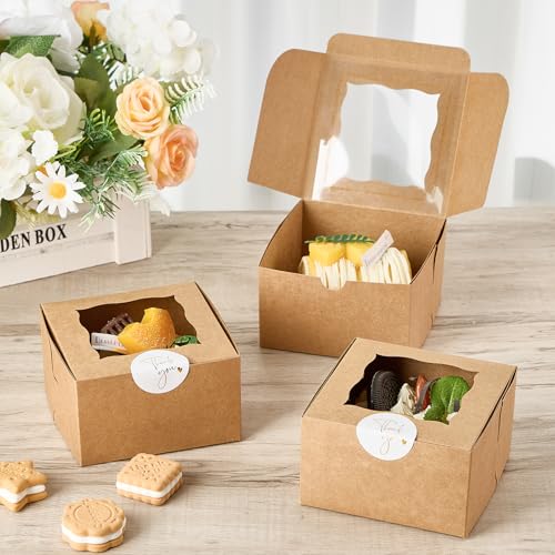 ZORRITA Small Cookie Boxes with Window, 4x4x2.5 Inch, 24pcs