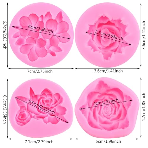 ZiXiang Flower Silicone Molds Hibiscus Plumeria Rose Fondant Mold Set Of 4 - color: Style D