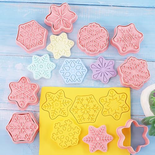8Pcs Snowflake Cookie Cutters 3D Winter Christmas Themed Baking Tools - color: Xmas Snowflake