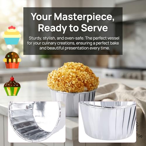 50 Pcs Silver Cupcake Baking Cups 3.5Oz Disposable Cupcake Liners - color: Silver