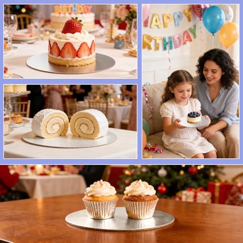 8 Pack 8 Inch Round Cake Boards,Silver Cardboard Cake Rounds - color: Silver, size: 8Inch, style: Classic Round
